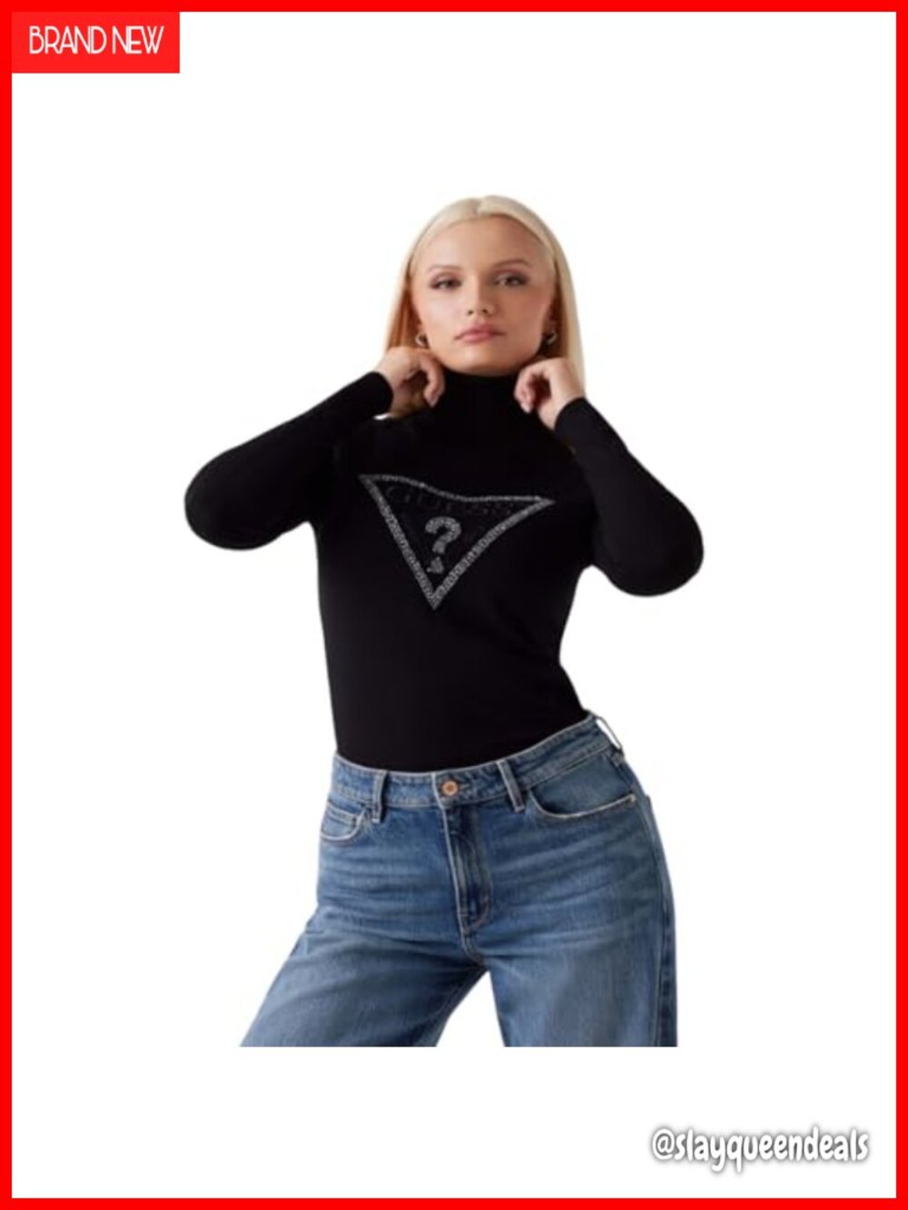 Long Sleeve Turtleneck Sweater Pullover Slim Fit Triangle Logo Fall